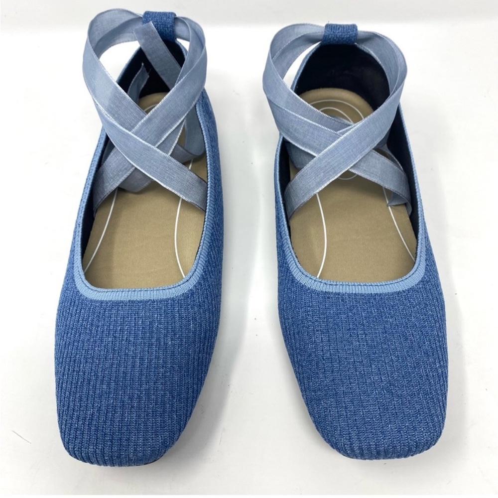 Vivaia Merry Square-Toe Ballet Flats with Ribbon Laces